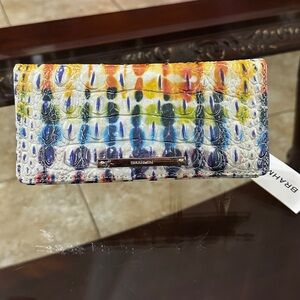 Brahmin Ady Celebrate Melbourne Wallet Clutch Bifold Croc Embossed Leather